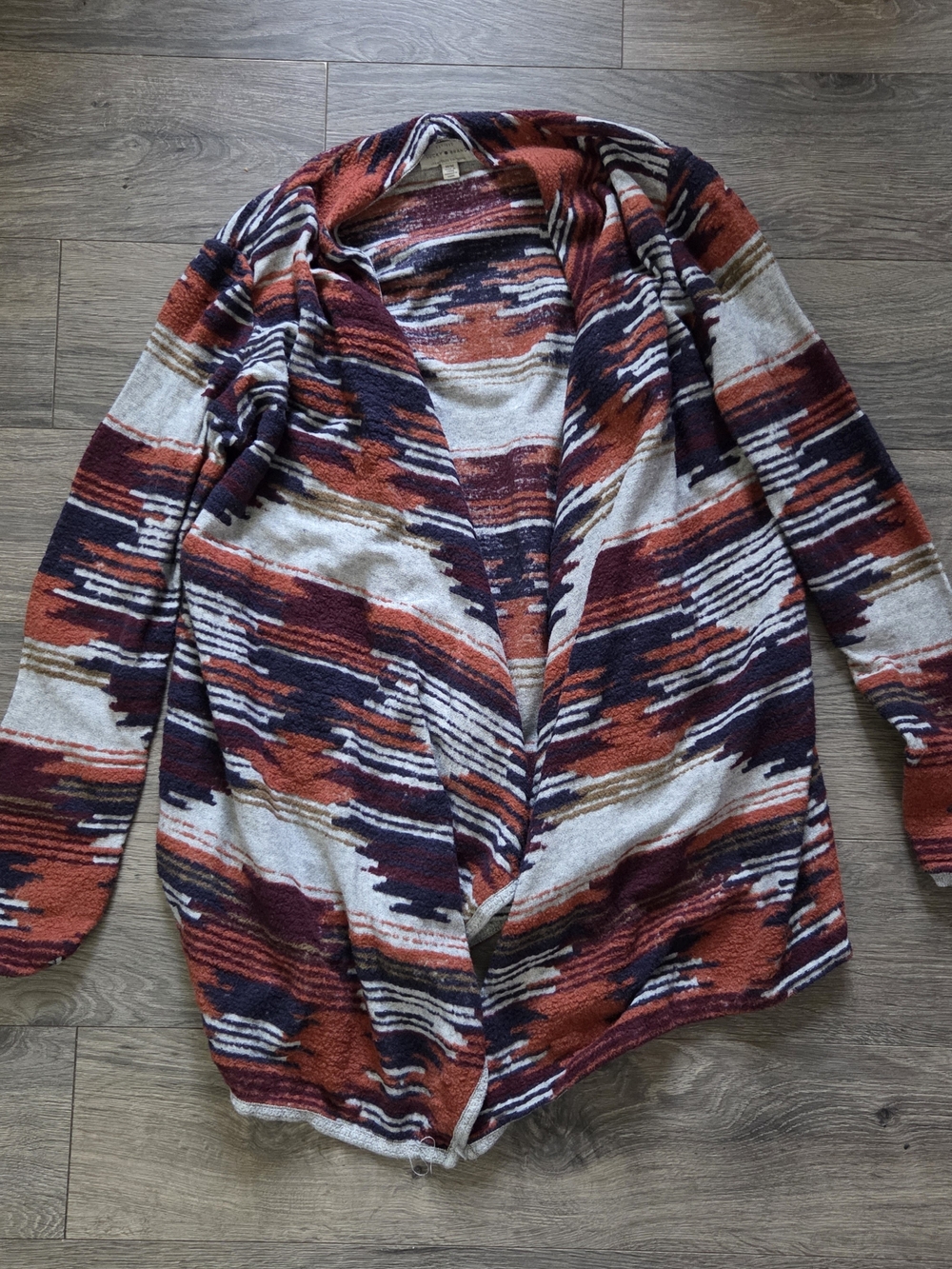 Open-Front Women's Cardigan Jacket in Rust Multi
